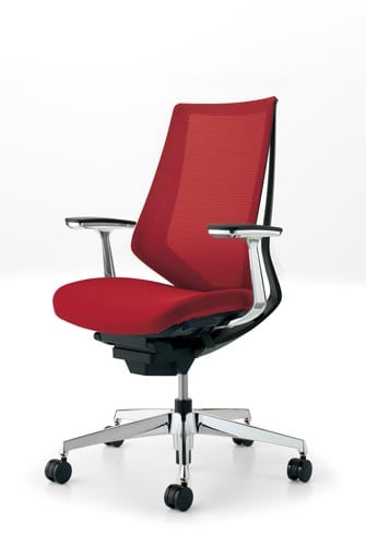 デュオラメッシュ黒アルミ脚 アルミ肘カーマイン V