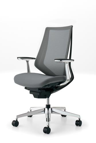 デュオラメッシュ黒アルミ脚 アルミ肘 Sグレー W