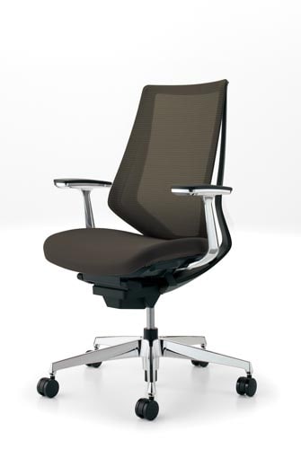 デュオラメッシュ黒アルミ脚アルミ肘ダークグレーW