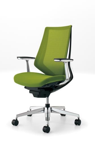 デュオラメッシュ黒アルミ脚 アルミ肘Lオリーブ W