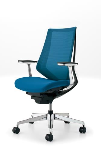 デュオラメッシュ黒アルミ脚 アルミ肘ターコイズ V