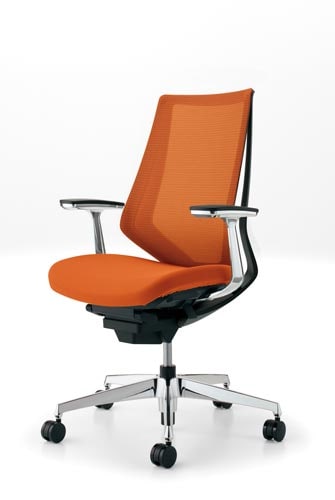 デュオラメッシュ黒アルミ脚アルミ肘タンジェリンW