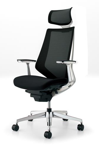 デュオラメッシュ白アルミ脚 Hアルミ肘ブラックW