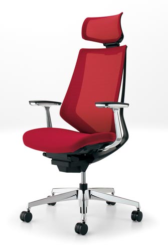 デュオラメッシュ黒アルミ脚 Hアルミ肘カーマインW