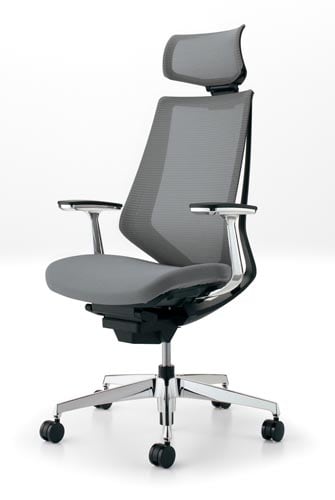 デュオラメッシュ黒アルミ脚 Hアルミ肘SグレーW