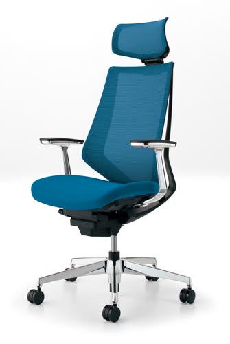 デュオラメッシュ黒アルミ脚 Hアルミ肘ターコイズW