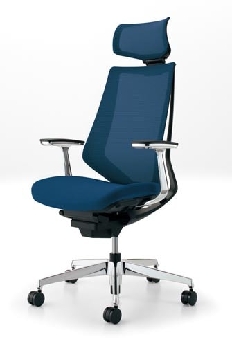 デュオラメッシュ黒アルミ脚 Hアルミ肘PブルーW