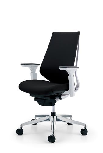 デュオラクッション白アルミ脚 可動肘ブラック V