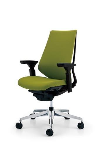 デュオラクッション黒アルミ脚 可動肘LオリーブV