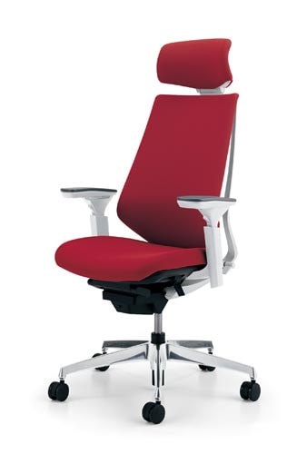 デュオラクッション白アルミ脚 H可動肘カーマインV