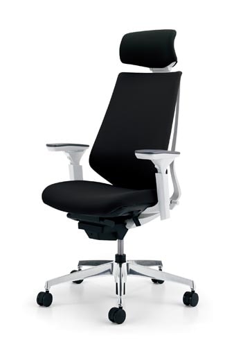 デュオラクッション白アルミ脚 H可動肘ブラックV