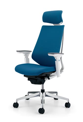 デュオラクッション白アルミ脚 H可動肘ターコイズV