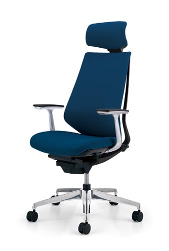 デュオラクッション黒アルミ脚 Hアルミ肘PブルーV