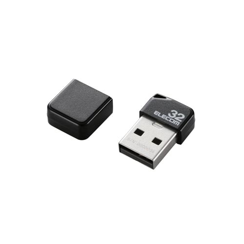 USB2.0メモリ 小型 キャップ付 32GB 黒