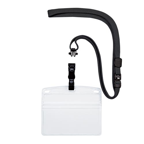 吊り下げ名札 脱着式 ソフトケース 特大 黒×10