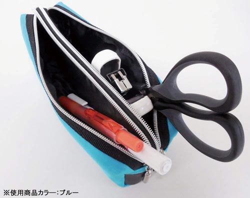 ペンケース ダブルファスナー 大 ブラック×2