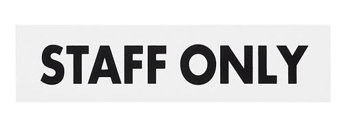 サインプレートSTAFFONLY片面マット白×4