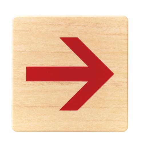 サインプレート 赤矢印 木目 10cm×3