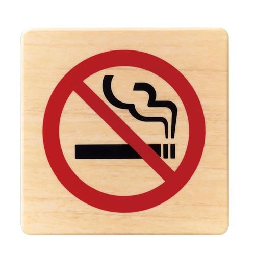 サインプレート 禁煙マーク 木目 10cm×3