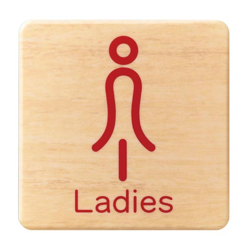 サインプレート Ladies赤 木目×4