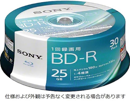 BD−R録画用 25GB 4倍速 30枚SP