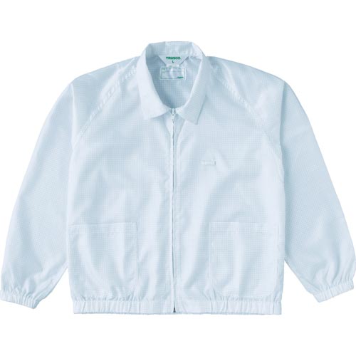 制電糸グリッド仕様ジャケット(衿付)ホワイトLL