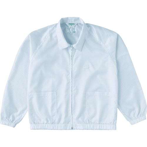 制電糸グリッド仕様ジャケット(衿付)ホワイトM