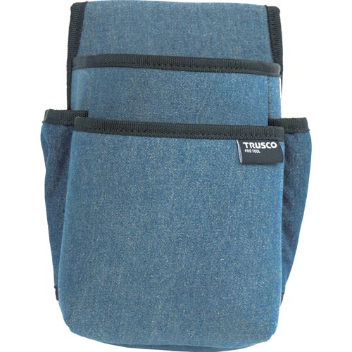 デニム腰袋小型2段ブルー