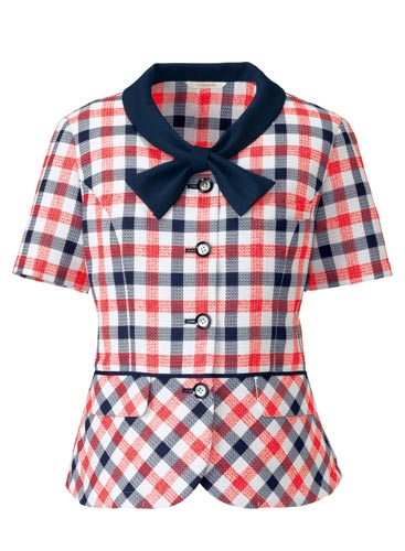 オーバーブラウス オレンジ×ネイビー13号