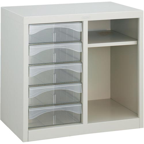 レターケースA4型・棚付コンビ深型引出し5個