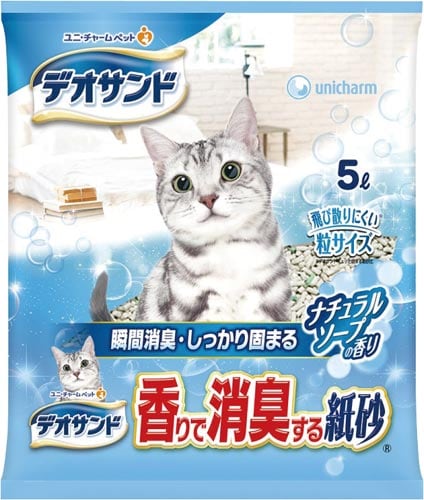 デオサンド香りで消臭する紙砂ナチュラルソープ5L