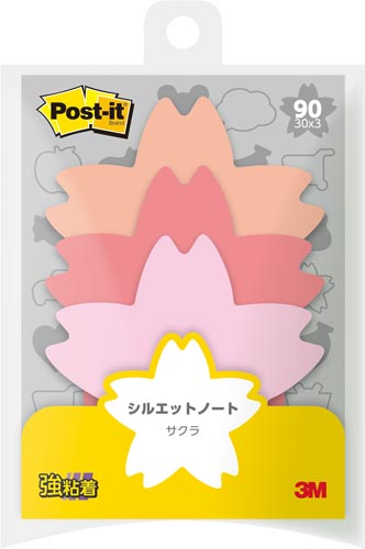 ポストイット シルエットノート 強粘着 サクラ