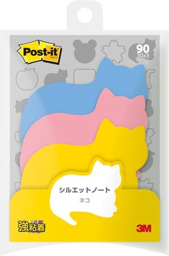 ポストイット シルエットノート 強粘着 ネコ