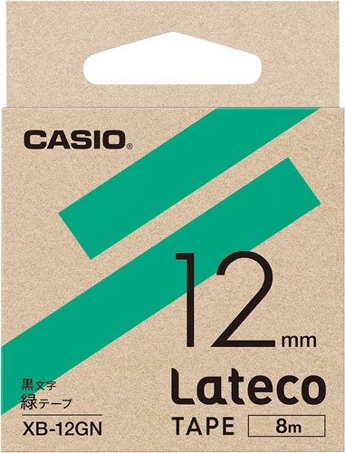 LATECO 緑色テープ 12mm 黒文字