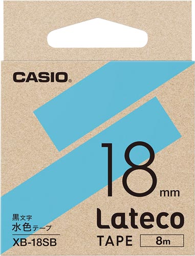 LATECO 水色テープ 18mm 黒文字