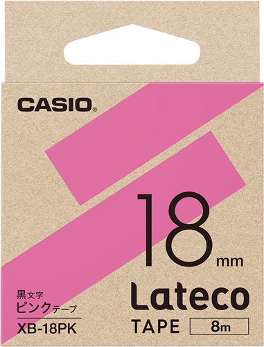 LATECO 桃色テープ 18mm 黒文字
