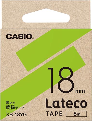 LATECO 黄緑色テープ 18mm 黒文字