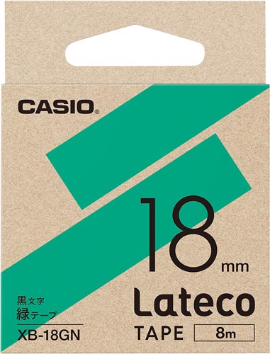 LATECO 緑色テープ 18mm 黒文字