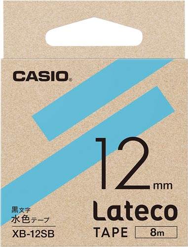 LATECO 水色テープ 12mm 黒文字