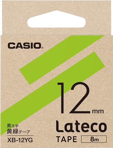 LATECO 黄緑色テープ 12mm 黒文字
