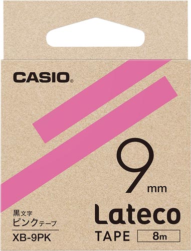 LATECO 桃色テープ 9mm 黒文字