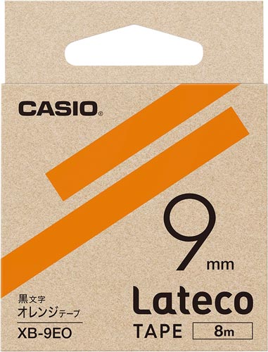 LATECO 橙色テープ 9mm 黒文字
