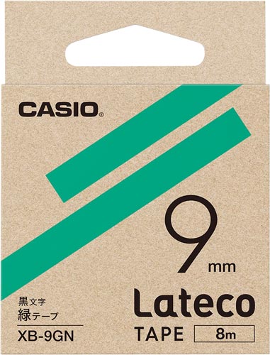 LATECO 緑色テープ 9mm 黒文字