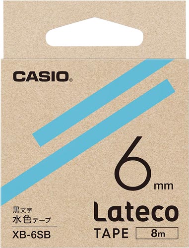 LATECO 水色テープ 6mm 黒文字