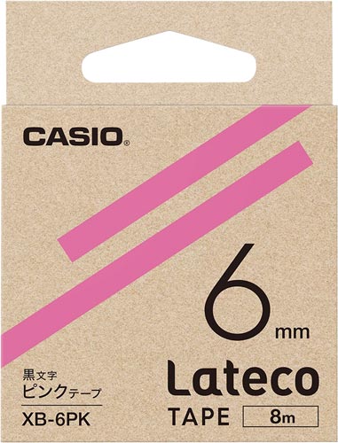 LATECO 桃色テープ 6mm 黒文字
