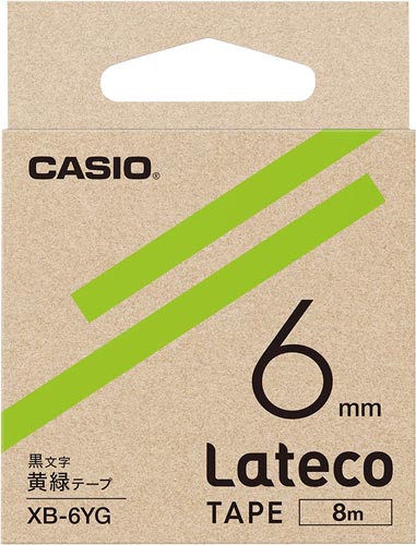 LATECO 黄緑色テープ 6mm 黒文字
