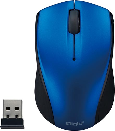 軽量小型 無線3ボタンマウス ブルー