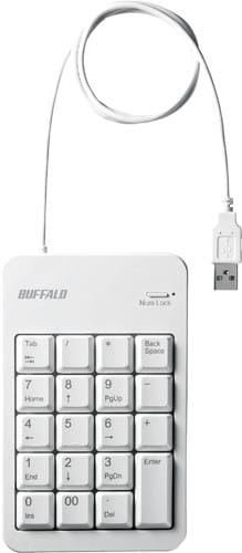 有線テンキーボード Tabキー付き ホワイト