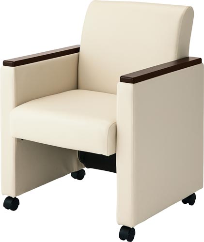 ネクシス応接会議ソファ 木調肘付 アイボリー