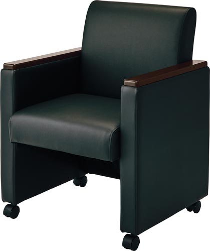 ネクシス応接会議ソファ 木調肘付 ブラック